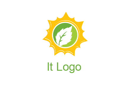 leaf in centre of sun logo