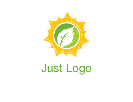 leaf in centre of sun logo