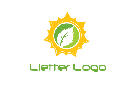 leaf in centre of sun logo
