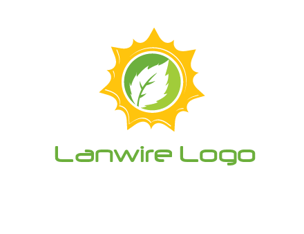 leaf in centre of sun logo