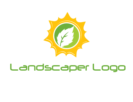 leaf in centre of sun logo