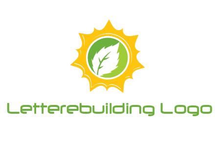 leaf in centre of sun logo