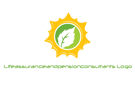 leaf in centre of sun logo