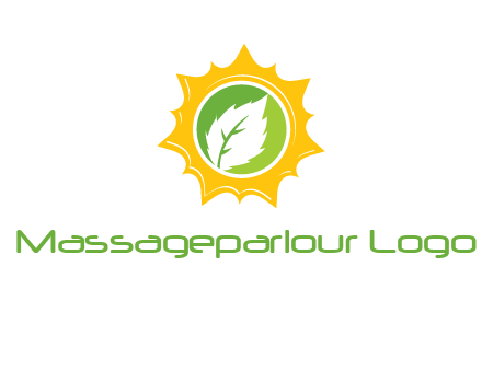leaf in centre of sun logo