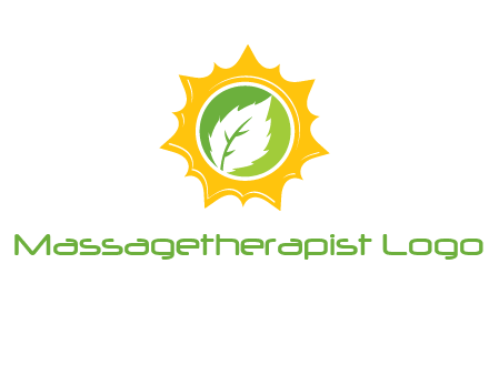 leaf in centre of sun logo