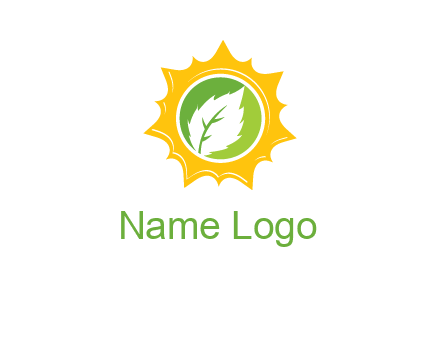 leaf in centre of sun logo