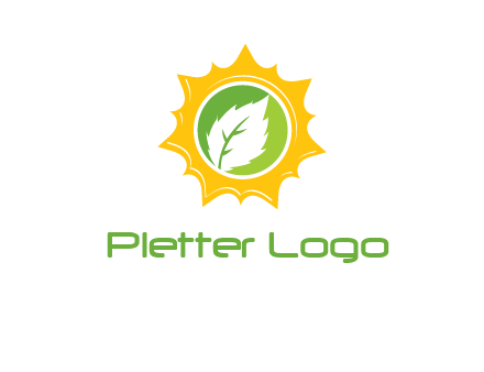 leaf in centre of sun logo
