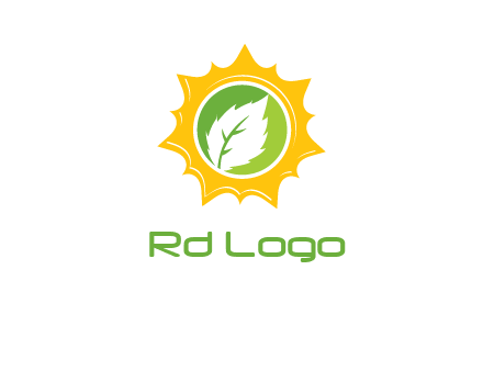 leaf in centre of sun logo