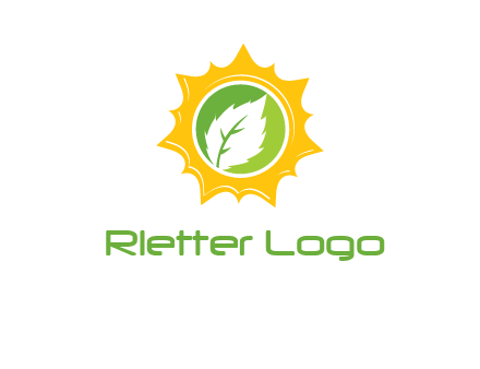 leaf in centre of sun logo