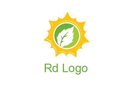 leaf in centre of sun logo