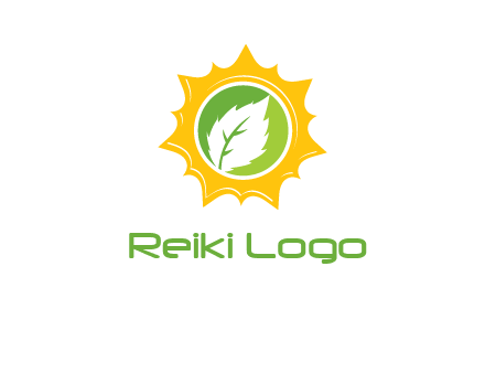 leaf in centre of sun logo