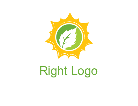 leaf in centre of sun logo
