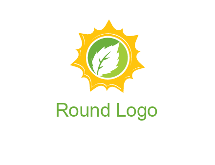leaf in centre of sun logo