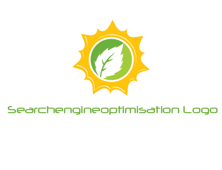 leaf in centre of sun logo