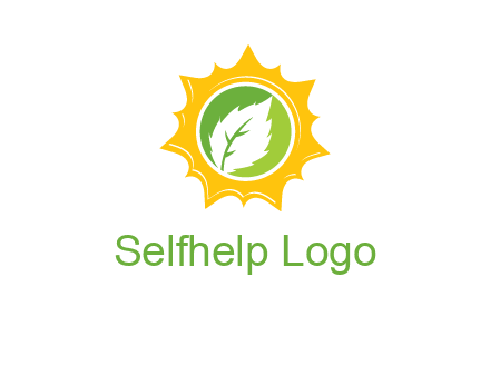 leaf in centre of sun logo