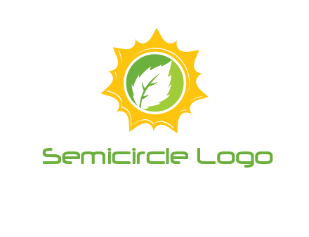 leaf in centre of sun logo