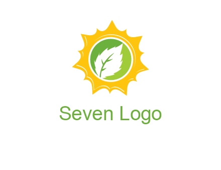 leaf in centre of sun logo