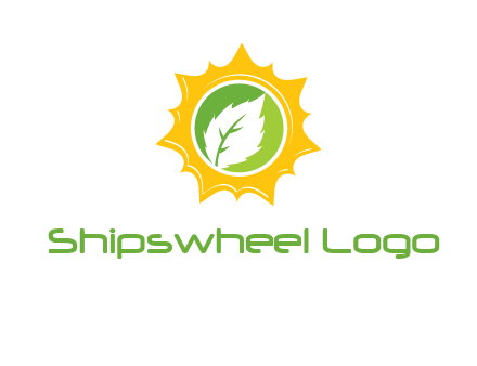 leaf in centre of sun logo