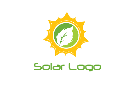 leaf in centre of sun logo