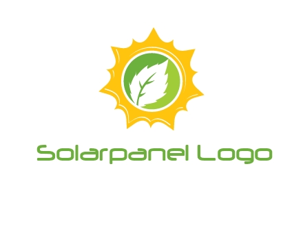 leaf in centre of sun logo