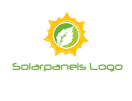 leaf in centre of sun logo