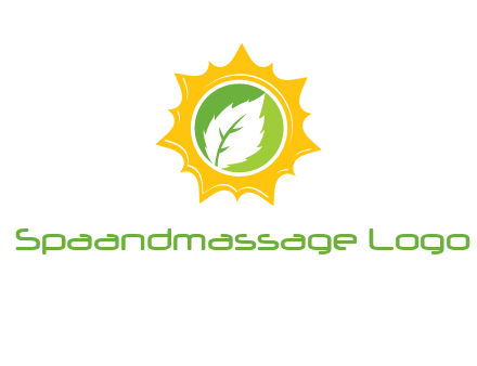 leaf in centre of sun logo