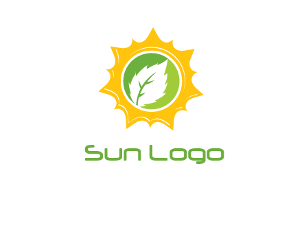 leaf in centre of sun logo