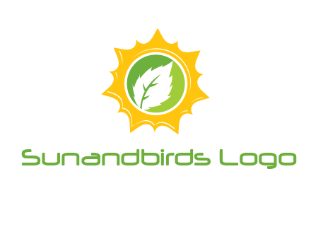 leaf in centre of sun logo