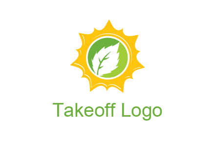 leaf in centre of sun logo