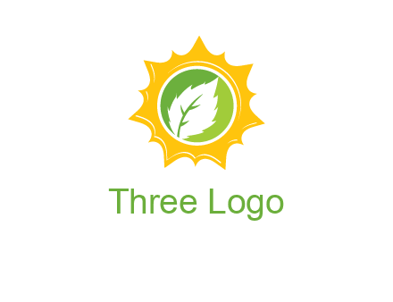 leaf in centre of sun logo