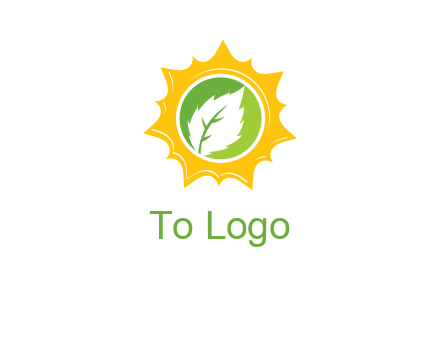 leaf in centre of sun logo