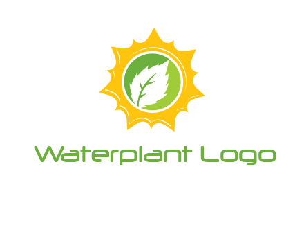 leaf in centre of sun logo