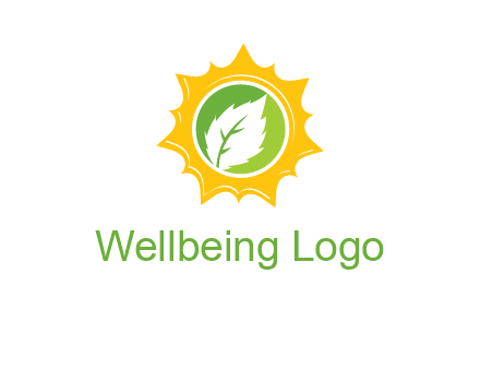 leaf in centre of sun logo