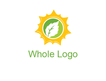 leaf in centre of sun logo