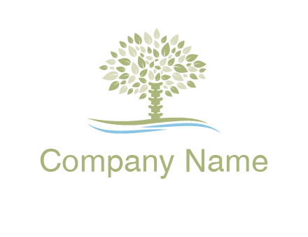 swoosh and isolated leaves vase garden logo