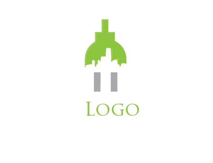 building and plug logo