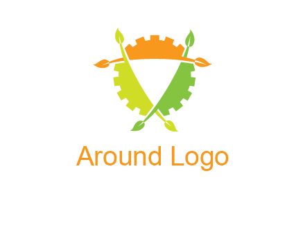 gear and leaves shield logo