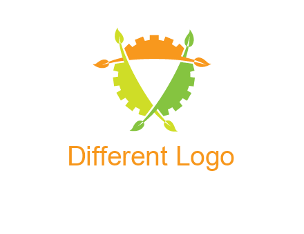gear and leaves shield logo