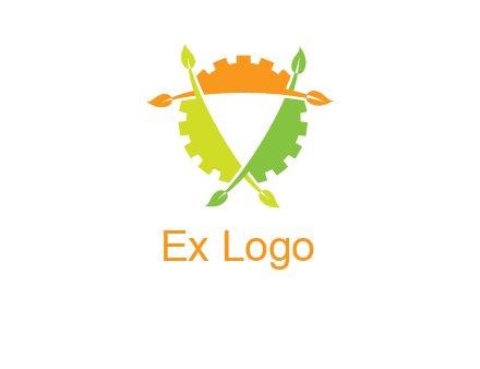 gear and leaves shield logo