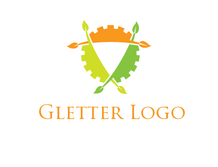 gear and leaves shield logo