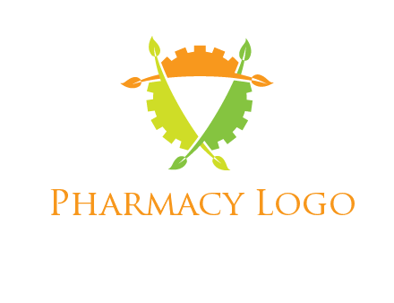 gear and leaves shield logo