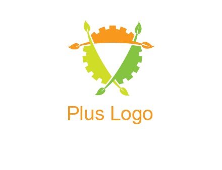 gear and leaves shield logo