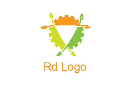 gear and leaves shield logo