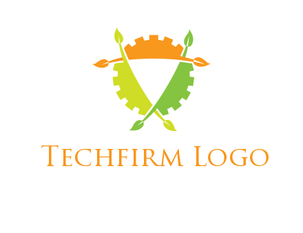 gear and leaves shield logo