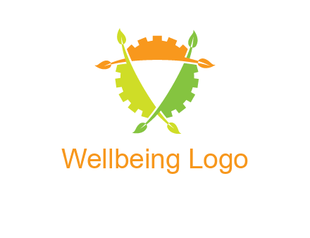 gear and leaves shield logo
