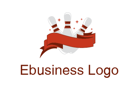 ribbon around bowling pins games logo
