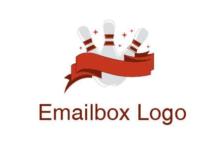 ribbon around bowling pins games logo