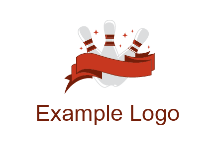 ribbon around bowling pins games logo