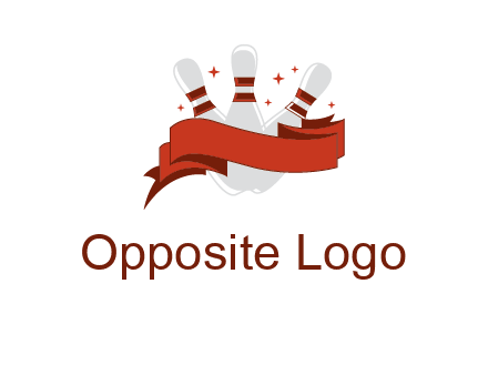 ribbon around bowling pins games logo