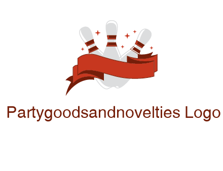 ribbon around bowling pins games logo